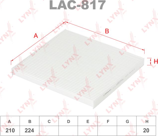 Салонный фильтр LYNXauto. Артикул LAC-817