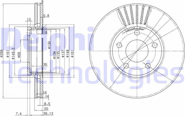 Тормозной диск Delphi. Артикул BG2745
