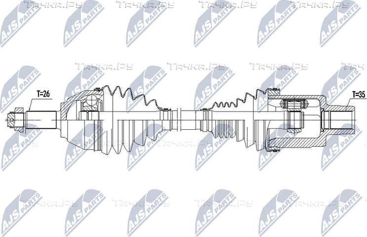 Полуось (привод в сборе, приводной вал) NTY. Артикул NPW-BM-135
