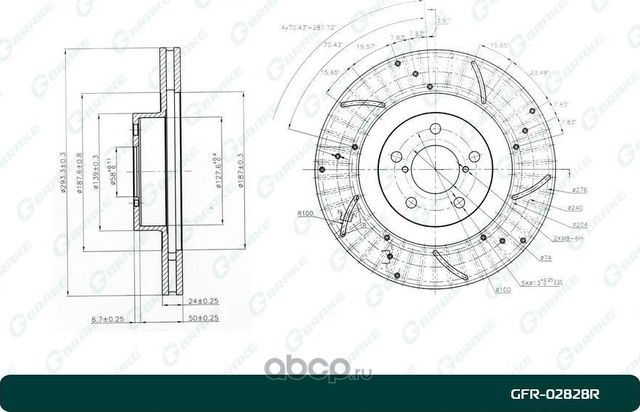 Диск тормозной перфорированный вентилируемый правый (G-Brake). Артикул GFR02828R