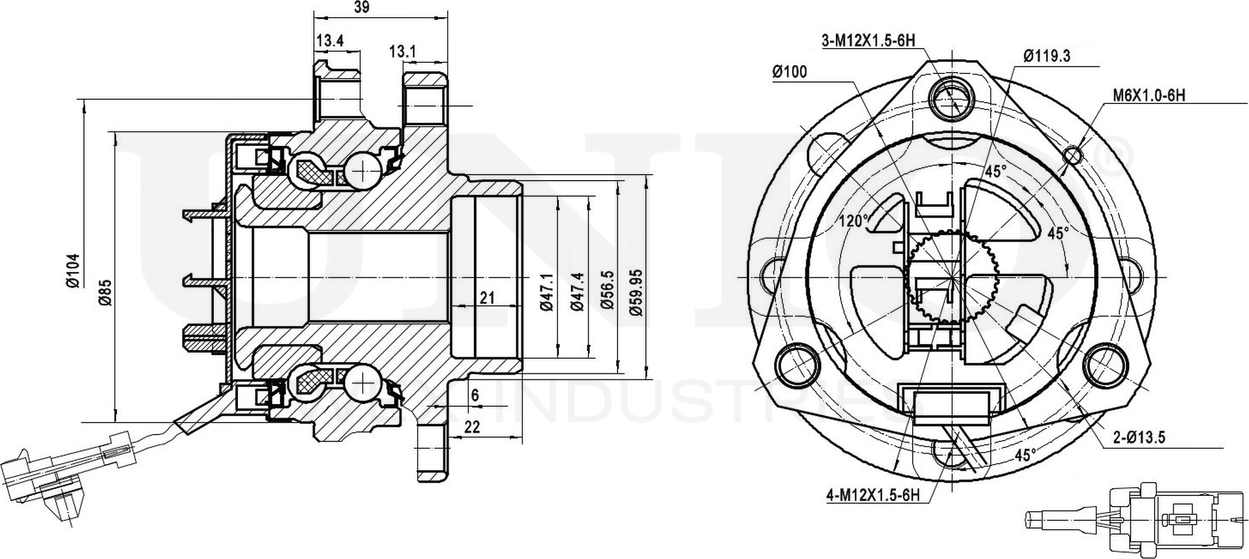 Ступица колеса с интегрированным подшипником (Unio). Артикул HUB-20024