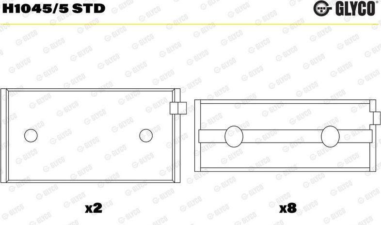 Вкладыши коренные Glyco. Артикул H1045/5 STD