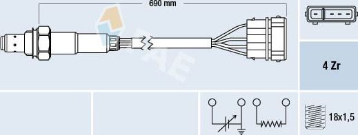 Лямбда-зонд (кислородный датчик) FAE. Артикул 77128