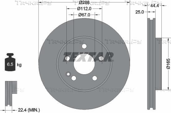 Тормозной диск Textar Pro+. Артикул 92132005