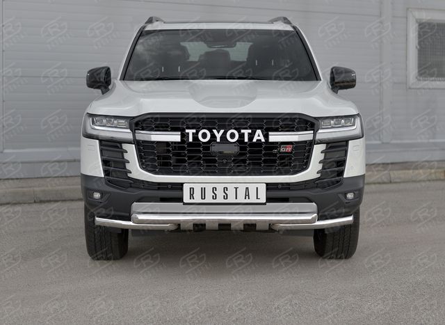 Защита RusStal переднего бампера d63 секции-d63 уголки+клыки для Toyota Land Cruiser 300 GR Sport 2021-2026. Артикул TLCZ-003956