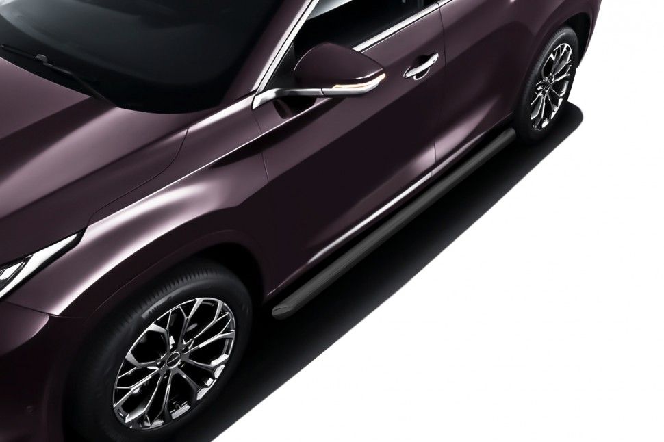 Пороги Slitkoff труба d76 для Exeed TXL 2020-2026 Черные. Артикул CHEX-TXL-005B