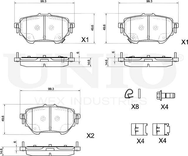 Колодки тормозные дисковые, комплект (Unio). Артикул BRP-20192
