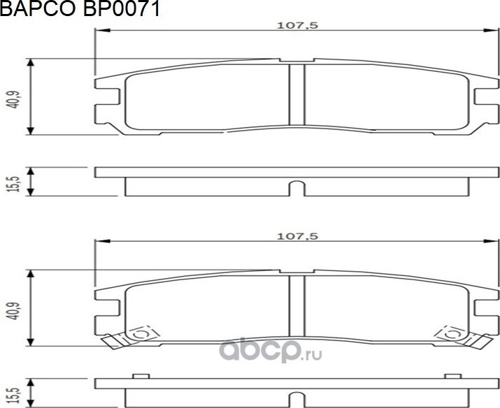Колодки тормозные дисковые зад. CHRYSLER SEBRING (JR) 01-07 MITSUBISH (Bapco). Артикул BP0071