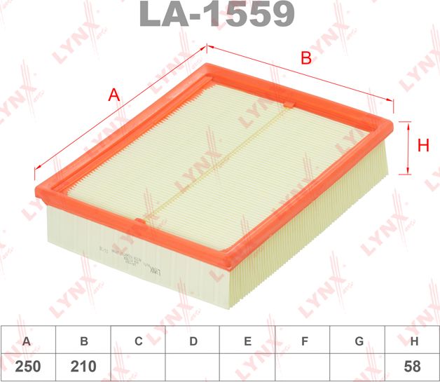 Воздушный фильтр LYNXauto. Артикул LA-1559