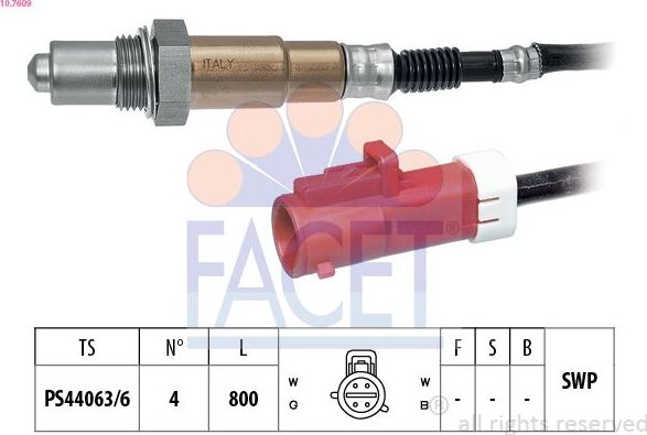 Лямбда-зонд (кислородный датчик) Facet Made in Italy - OE Equivalent. Артикул 10.7609