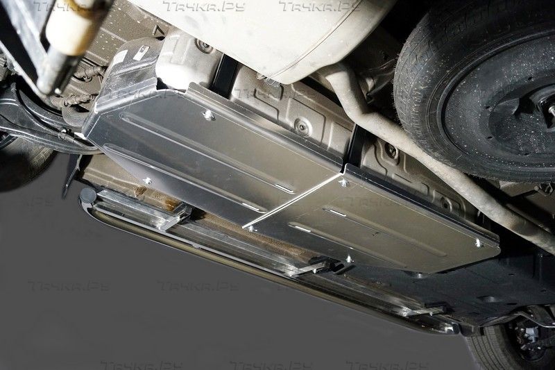 Защита алюминиевая ТСС (4 мм) для бака (2 шт.) Kia Carnival IV 2021-2026. Артикул ZKTCC00486