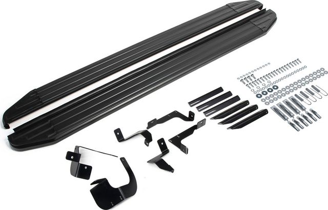 Пороги алюминиевые Rival Premium-Black для Chevrolet Equinox III поколение рестайлинг 2020-2026. Артикул A173ALB.1003.1