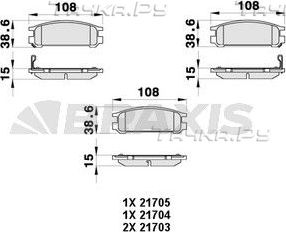 Тормозные колодки Braxis задние для Subaru Legacy II 1994-1999. Артикул AB0412