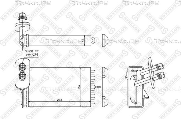 Радиатор отопителя (печки) Stellox для Audi A3 I (8L) 1997-2003. Артикул 10-35017-SX