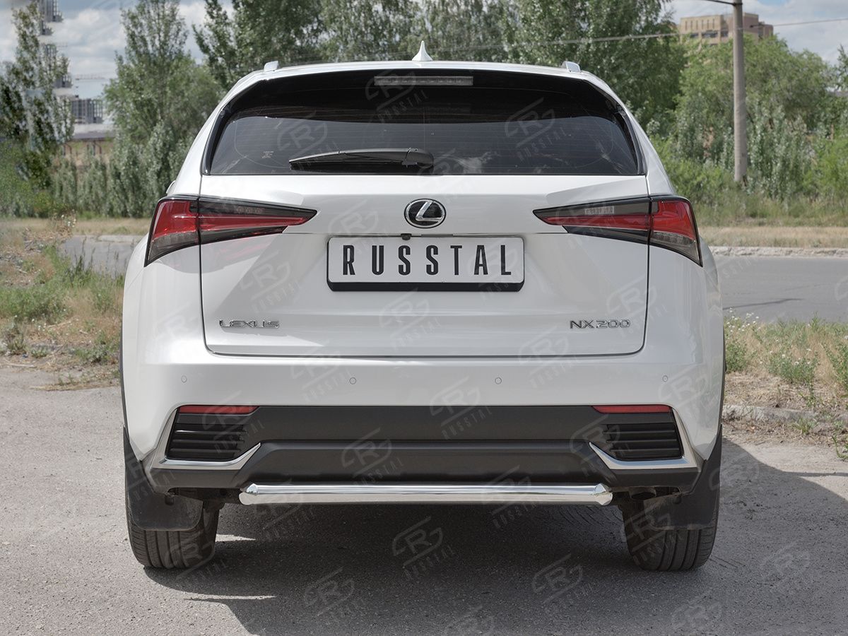 Защита RusStal заднего бампера d63 дуга для Lexus NX300 2017-2026. Артикул LNX3Z-002946