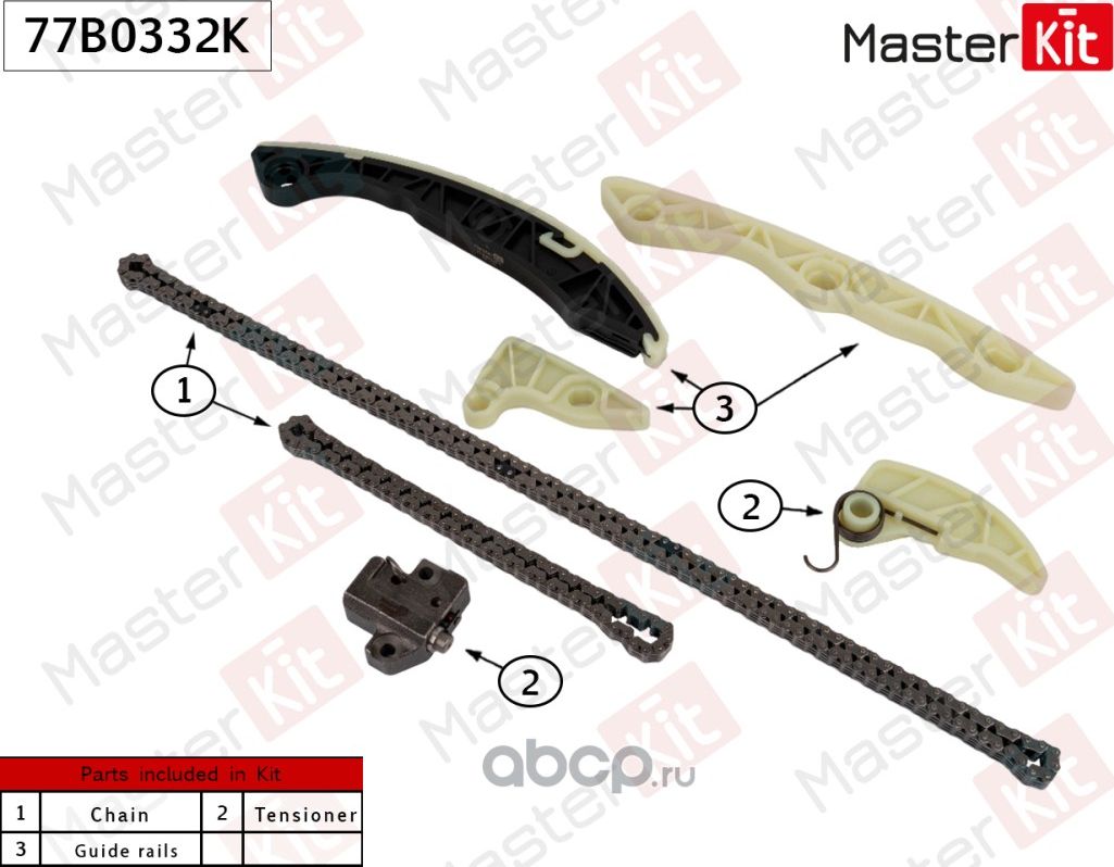 77B0332K Комплект цепи ГРМ DODGE CALIBER 06-13JEEP COMPASS 24 mot ECNED3 (Master KIT). Артикул 77B0332K