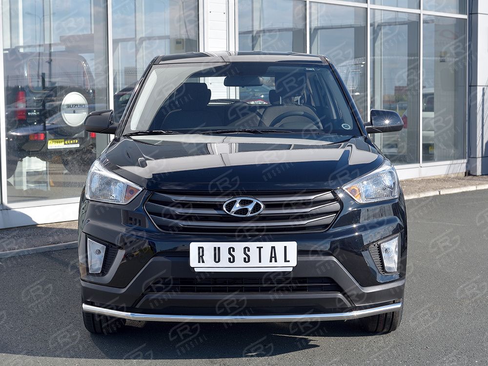 Защита RusStal переднего бампера d42 секция для Hyundai Creta I 2016-2021. Артикул HCRZ-002415