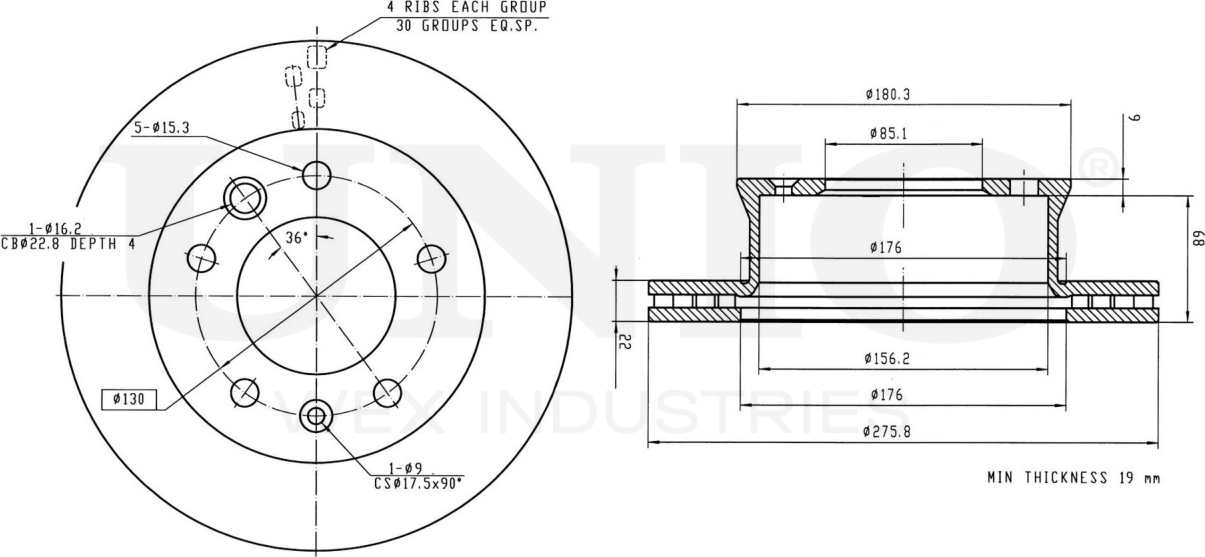 Диск тормозной (Unio). Артикул BRD-20054