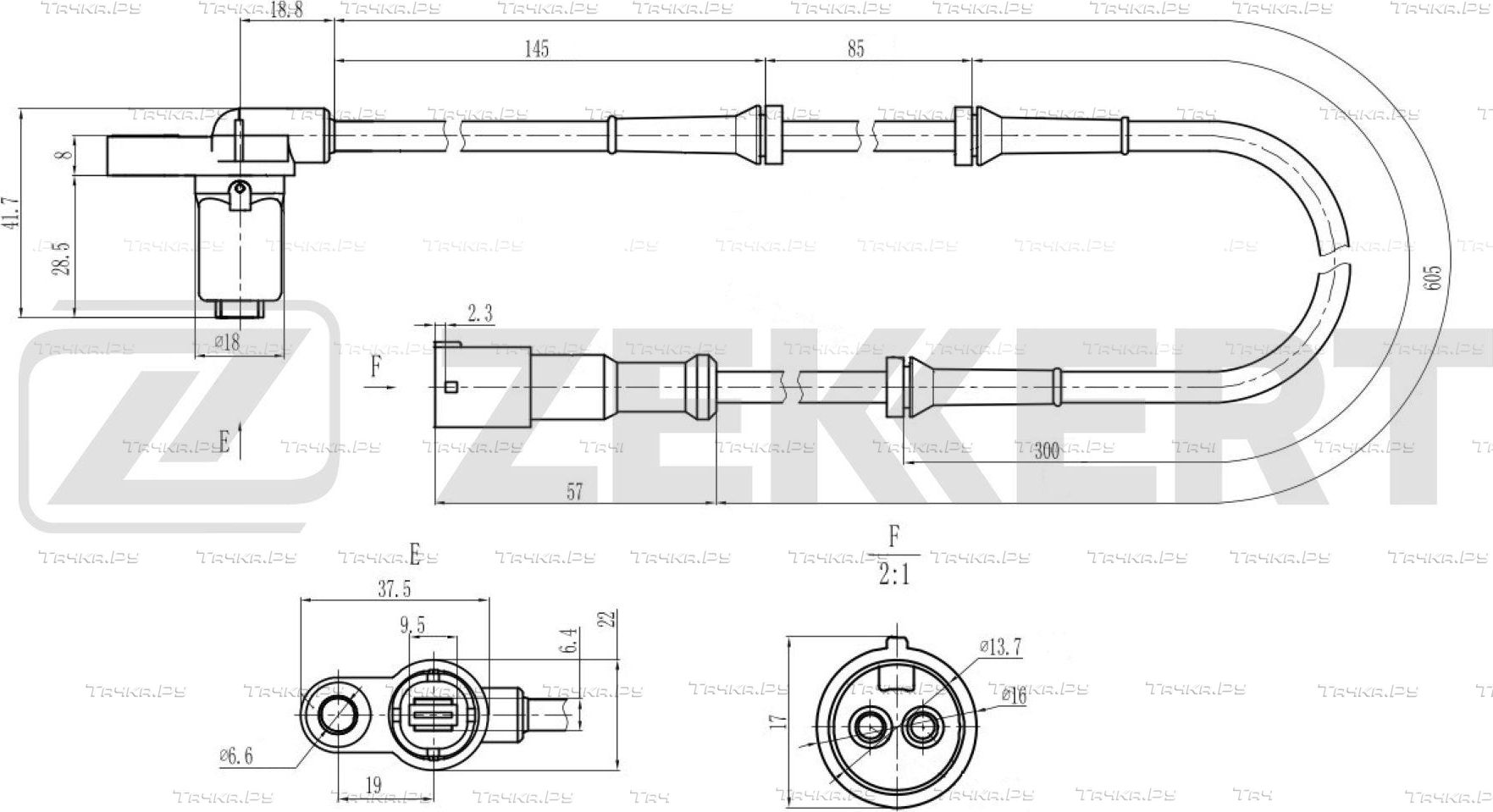 Датчик ABS Zekkert передний для Renault Scenic II 1999-2003. Артикул SE-6207