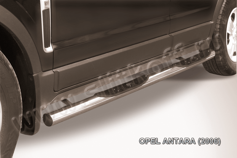 Пороги Slitkoff труба d76 с проступями для Opel Antara 2006-2011. Артикул OPAN008