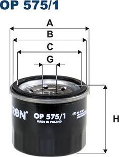 Масляный фильтр Filtron для Smart Fortwo II (W451) 2007-2015. Артикул OP 575/1