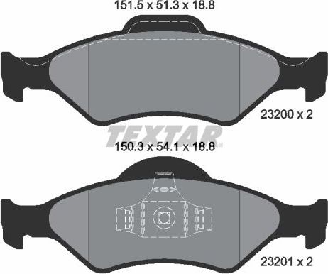 Тормозные колодки Textar Q+ передние для Mazda 121 III 2000-2003. Артикул 2320001