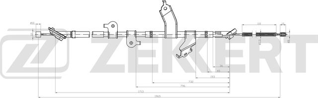 Трос стояночного тормоза правый Toyota Rav 4 (A30/40) 05- (Zekkert). Артикул bz-1436