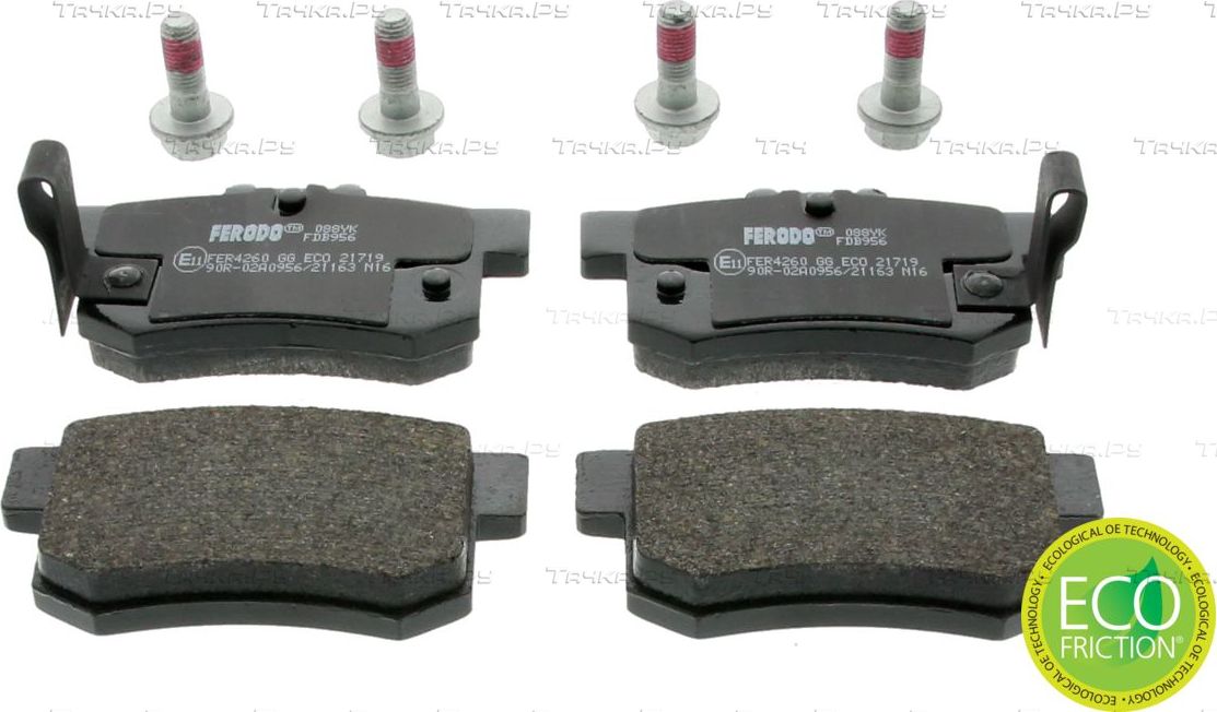 Тормозные колодки Ferodo Premier Eco Friction задние для Honda Prelude V 1996-2000. Артикул FDB956