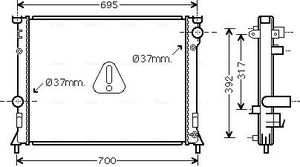 Радиатор охлаждения двигателя AVA для Chrysler 300C II 2011-2025. Артикул CR2116