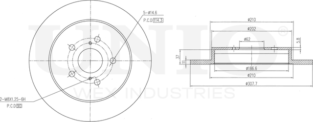 Диск тормозной (Unio). Артикул BRD-20550