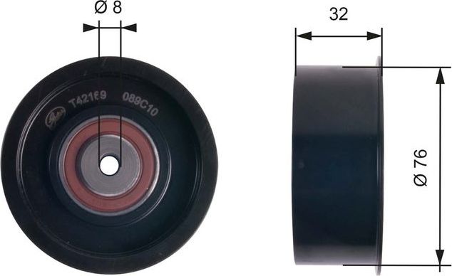 Направляющий (ведущий) ролик ремня ГРМ Gates (полимерный материал). Артикул T42169