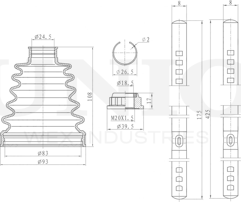 Пыльник ШРУС, комплект (Unio). Артикул DUC-30120K