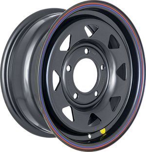 Колёсный диск OFF-ROAD Wheels усиленный стальной черный 5x139,7 6,5xR15 d98.5 ET+35 для Chevrolet Niva 2002-2026 (треугольник). Артикул 1565-539985BL+35A17X