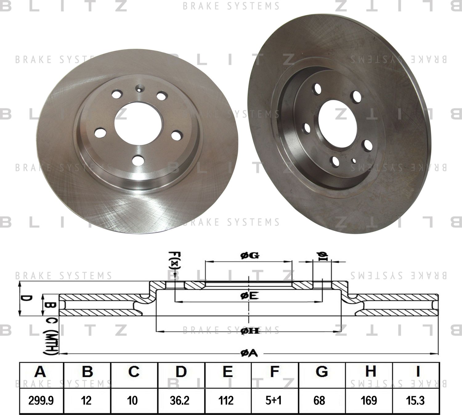 Диск тормозной AUDI A4/A5/Q5 08- задн. (Blitz). Артикул BS0258