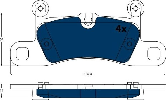 Тормозные колодки TRW ELECTRIC BLUE задние для Volkswagen Touareg II 2010-2018. Артикул GDB1875BTE