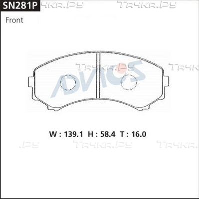 Тормозные колодки Advics передние для Mitsubishi Pajero III 2000-2007. Артикул SN281P