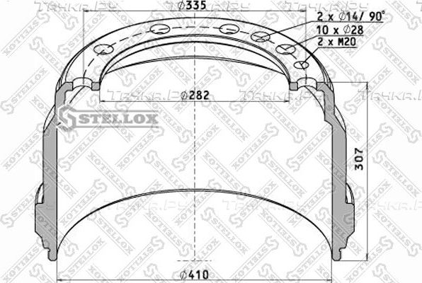 Тормозной барабан Stellox задний для Volvo  F10 1977-1994. Артикул 85-00033-SX