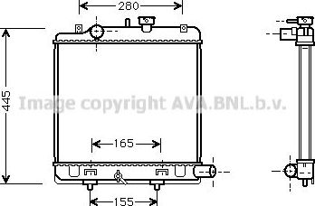 Радиатор охлаждения двигателя AVA. Артикул MZ2139