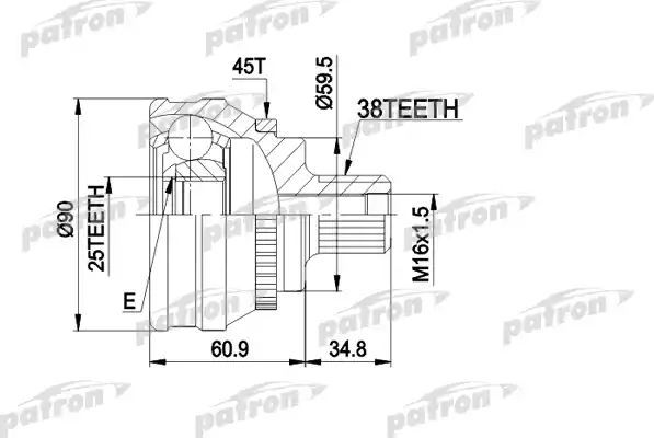 Шрус наружный (граната) Patron для Audi S6 I (C4) 1994-1997. Артикул PCV1121