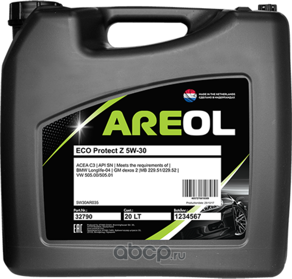Масло моторное ECO Protect Z ACEA C3, API SN 5W30 синтетическое 20л (Areol). Артикул 5W30AR035