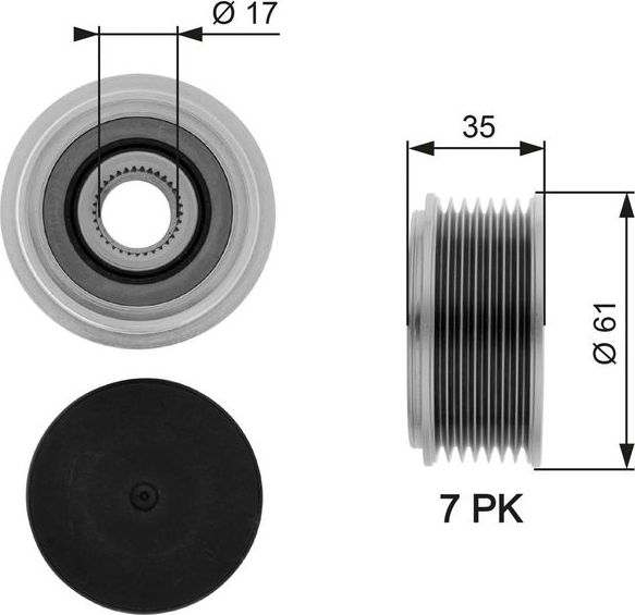 Муфта генератора обгонная Gates DriveAlign™ для Ford Transit VII 2006-2014. Артикул OAP7070