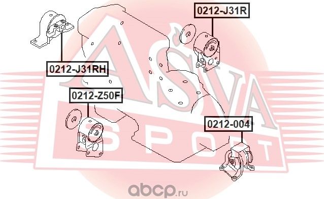 ОПОРА ДВИГАТЕЛЯ ПЕРЕДНЯЯ ЛЕВАЯ (Asva). Артикул 0212004