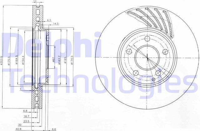 Тормозной диск Delphi передний для Mercedes-Benz E-Класс III (W211, S211) 2003-2009. Артикул BG4029