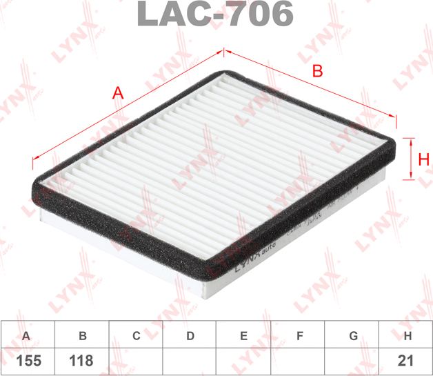 Салонный фильтр LYNXauto для Hyundai Getz I 2002-2010. Артикул LAC-706
