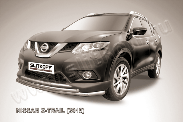 Защита Slitkoff переднего бампера d57+d42 (двойная) для Nissan X- Trail T32 2015-2026. Артикул NXT15-002