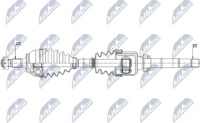 Полуось (привод в сборе, приводной вал) NTY для Peugeot 2008 I 2013-2026. Артикул NPW-CT-079