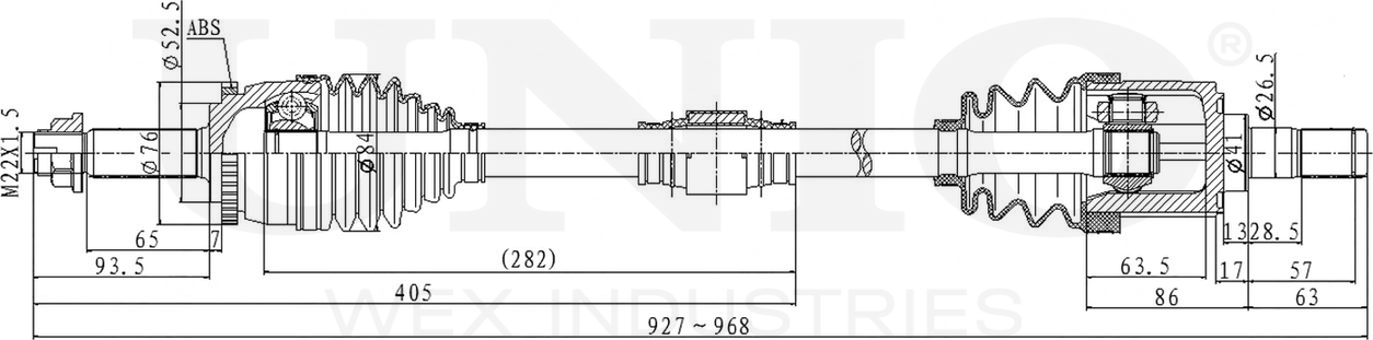 Вал приводной (Unio). Артикул CVJ-10020