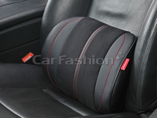 Подушки под поясницу CarFashion Flex ортопедическая M экокожа/замша, цвет Черный/Черный/Красный. Артикул 41561