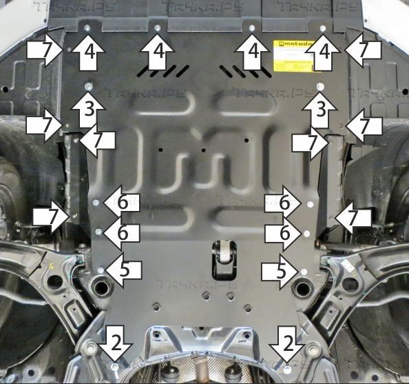 Защита Мотодор усиленная для картера, КПП BAIC U5 Plus 2021-2026. Артикул 78502