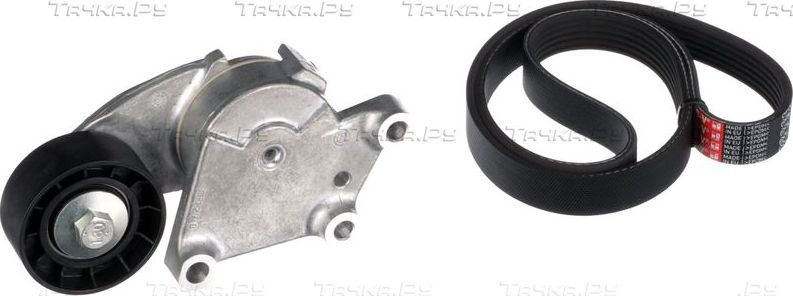 Приводной ремень поликлиновой с роликами (комплект) Gates Micro-V® для Peugeot 1007 2007-2010. Артикул K026PK975